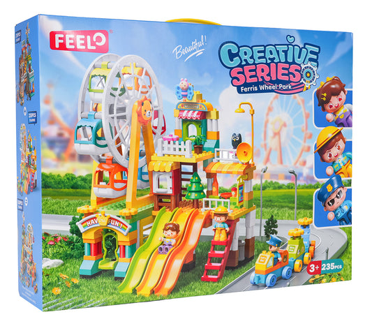 Atrakciju parka celtniecības klucīši 235 gab. ar panorāmas ratu un vilcieniņu