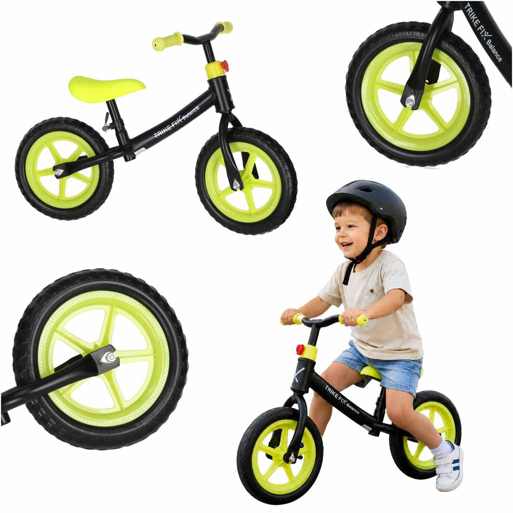 Bērnu balansa ritenis TRIKE FIX Balance melns ar neona dzelteniem EVA riteņiem