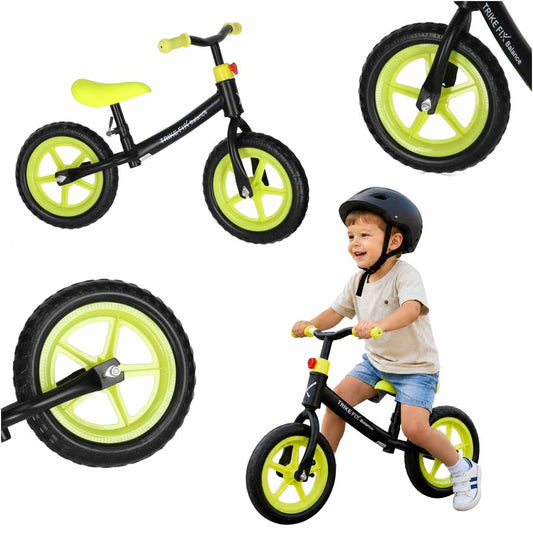 Bērnu balansa ritenis TRIKE FIX Balance melns ar neona dzelteniem EVA riteņiem