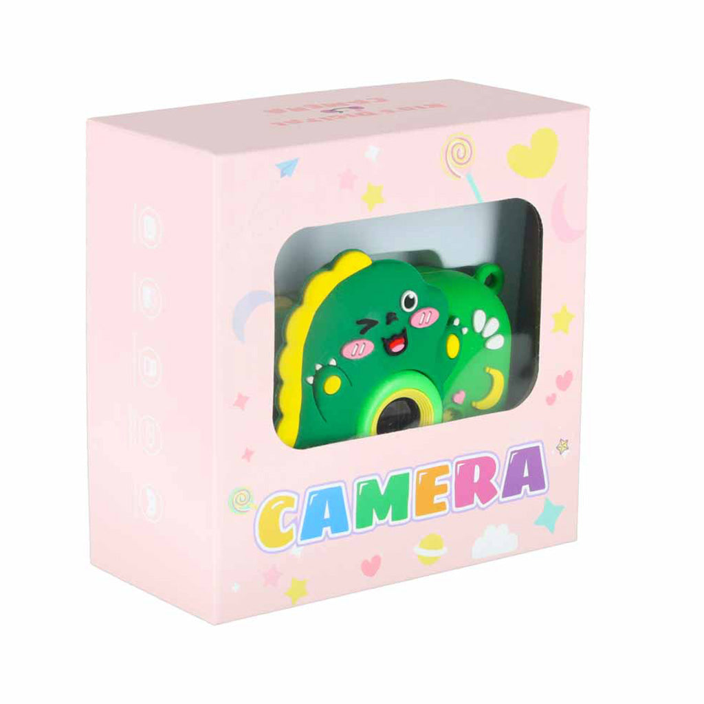 Bērnu digitālā fotokamera dāvanu iepakojumā ar dinozaura dizainu, zaļa