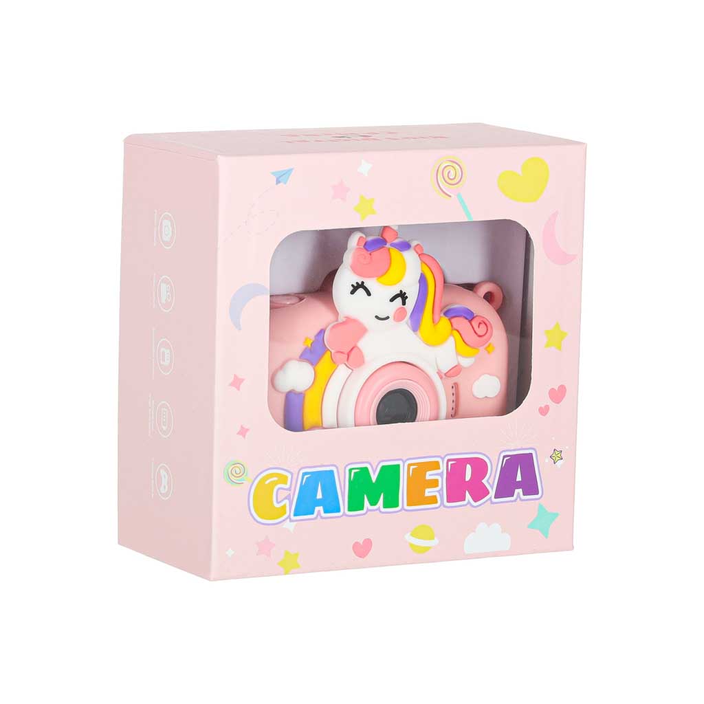 Bērnu digitālā fotokamera dāvanu iepakojumā ar vienradža dizainu, rozā