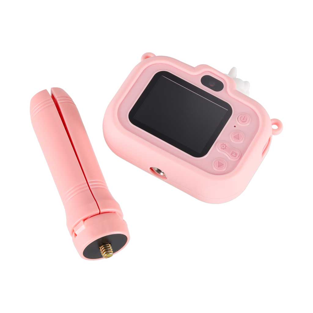 bernu-digitala-fotokamera-ekrans-izvelne-vienradzis-roza-mini-stativs