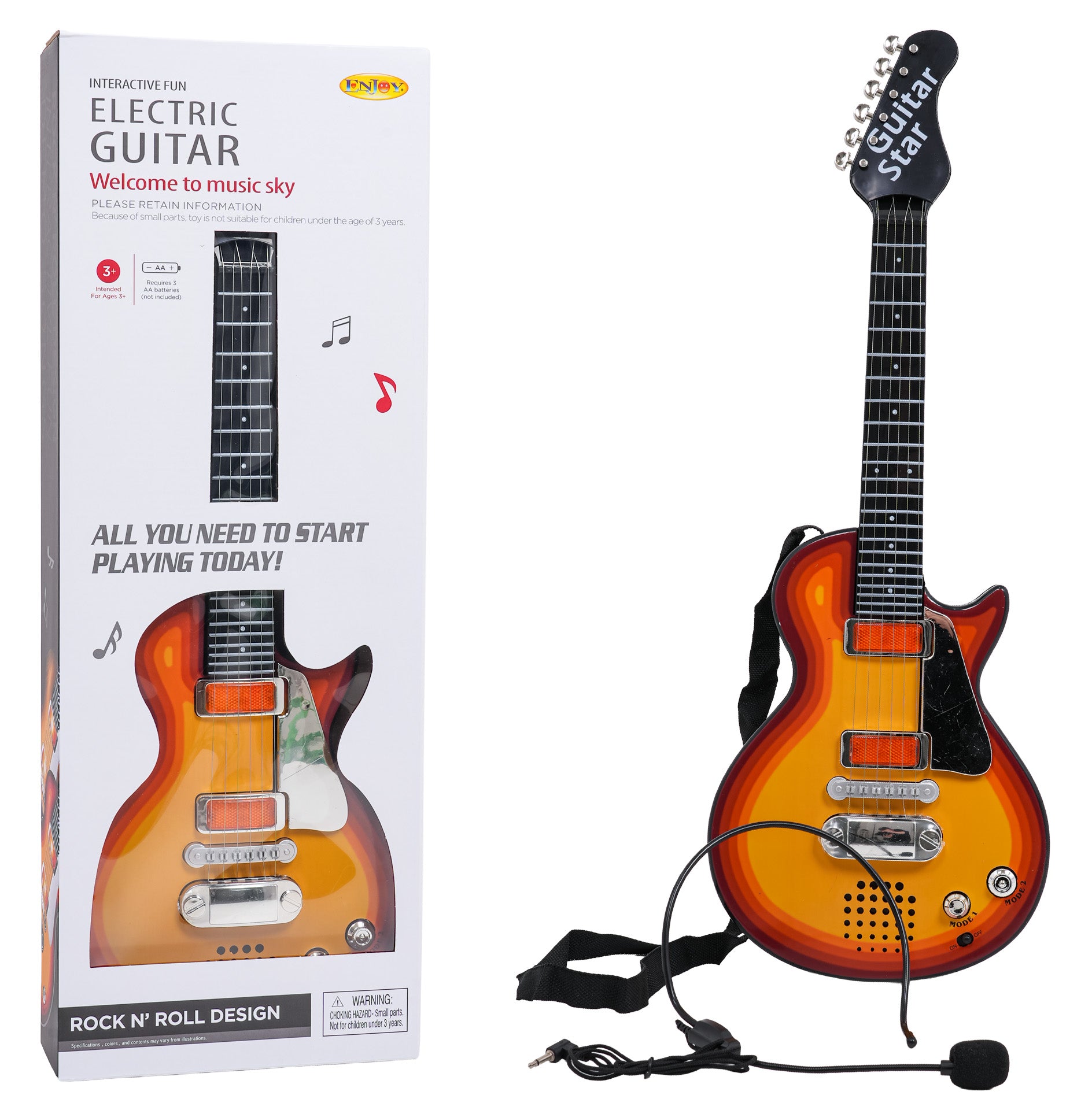 Bērnu elektriskā rotaļu ģitāra ar mikrofonu un plecu siksnu”