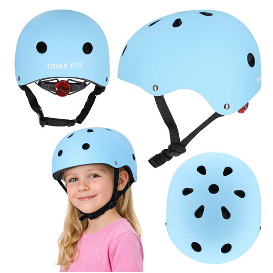 Zila Trike Fix bērnu ķivere ar ventilācijas atverēm un aizmugurējo sarkanu LED gaismu, izmērs M 55–58 cm