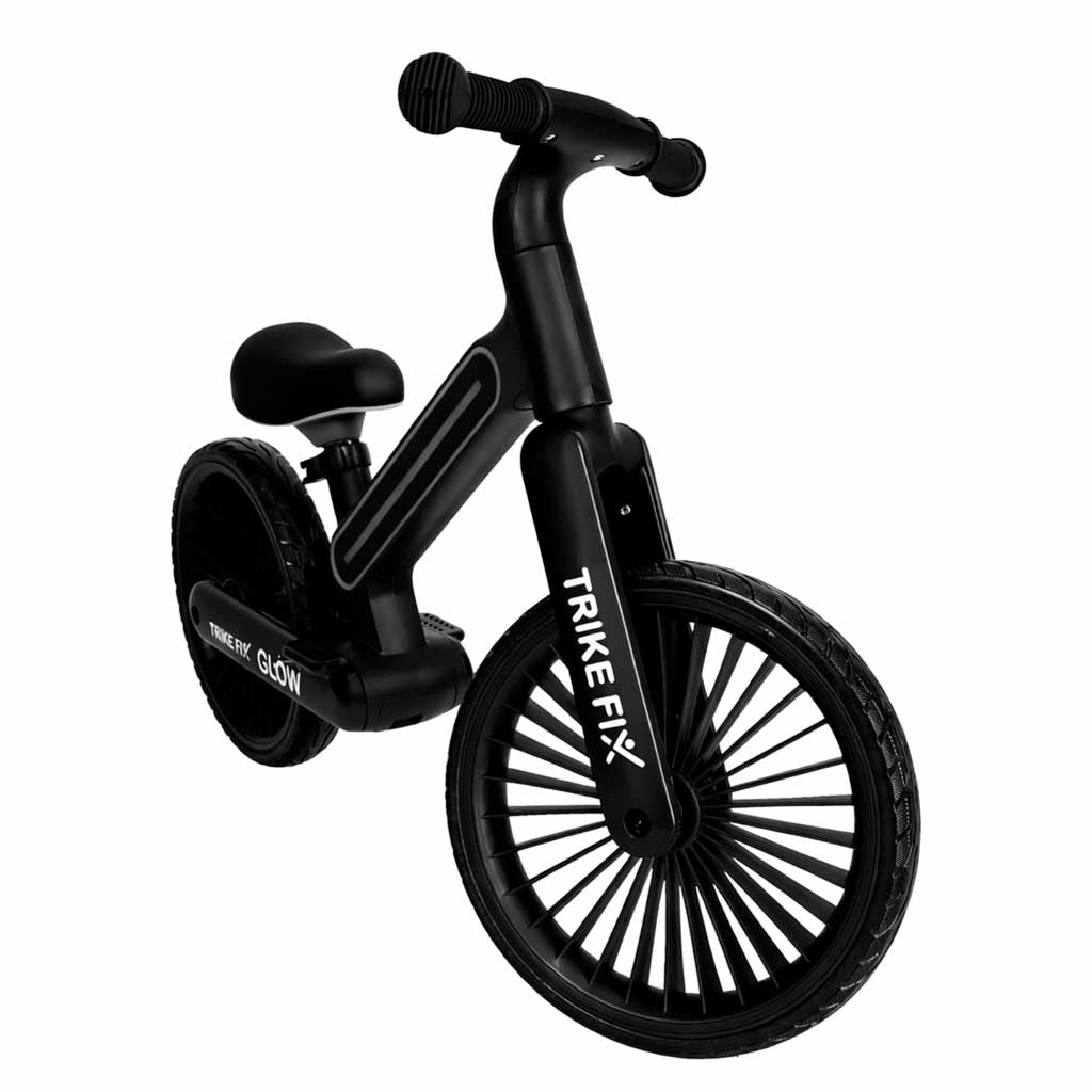 Melns bērnu līdzsvara velosipēds Trike Fix Glow ar ergonomisku rāmi