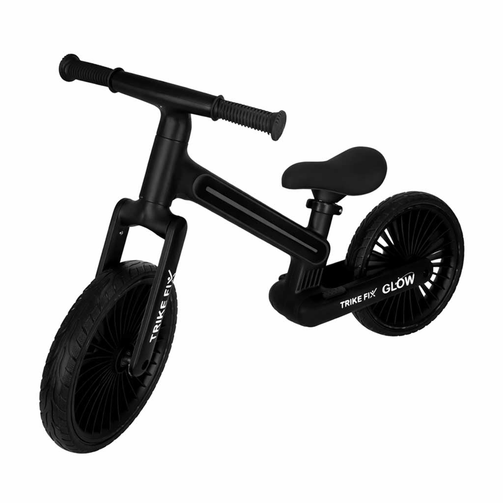 Melns bērnu līdzsvara velosipēds Trike Fix Glow ar lieliem riteņiem