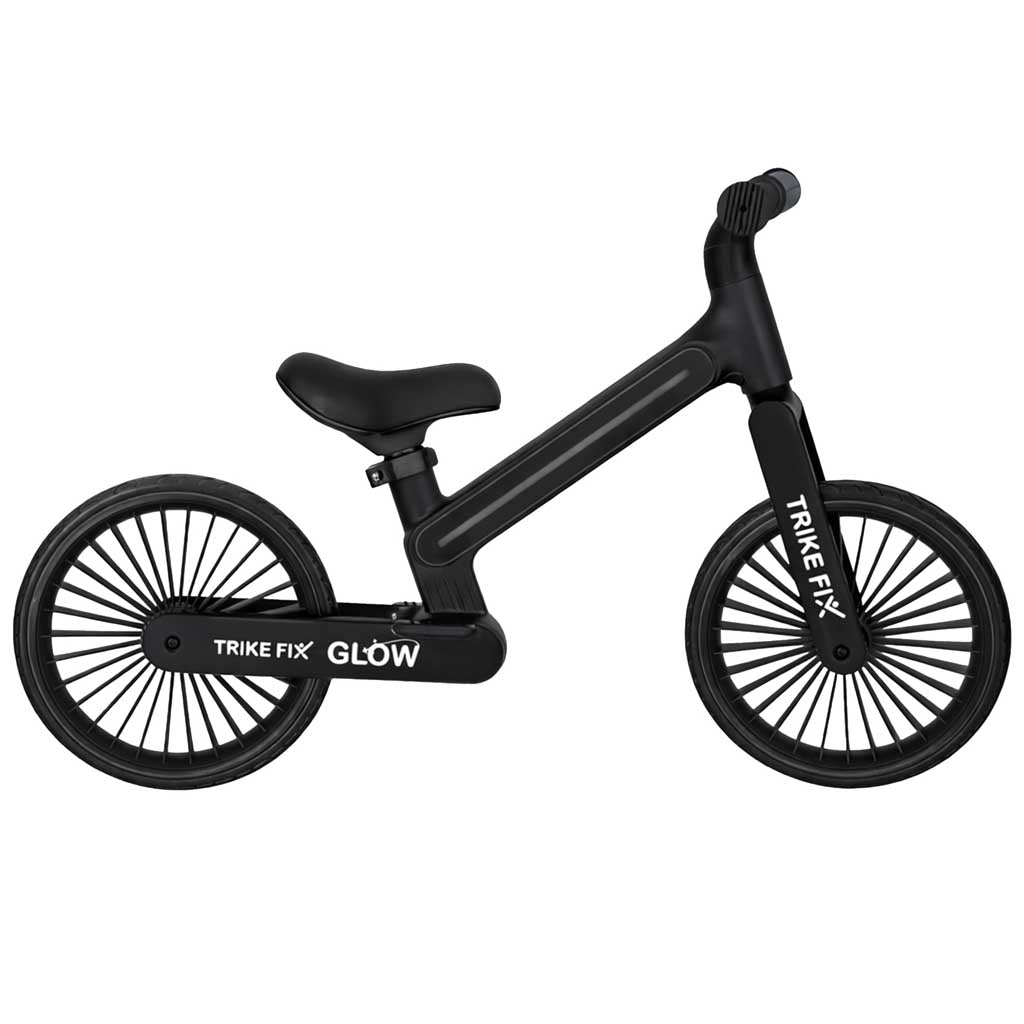 Melns bērnu līdzsvara velosipēds Trike Fix Glow profils