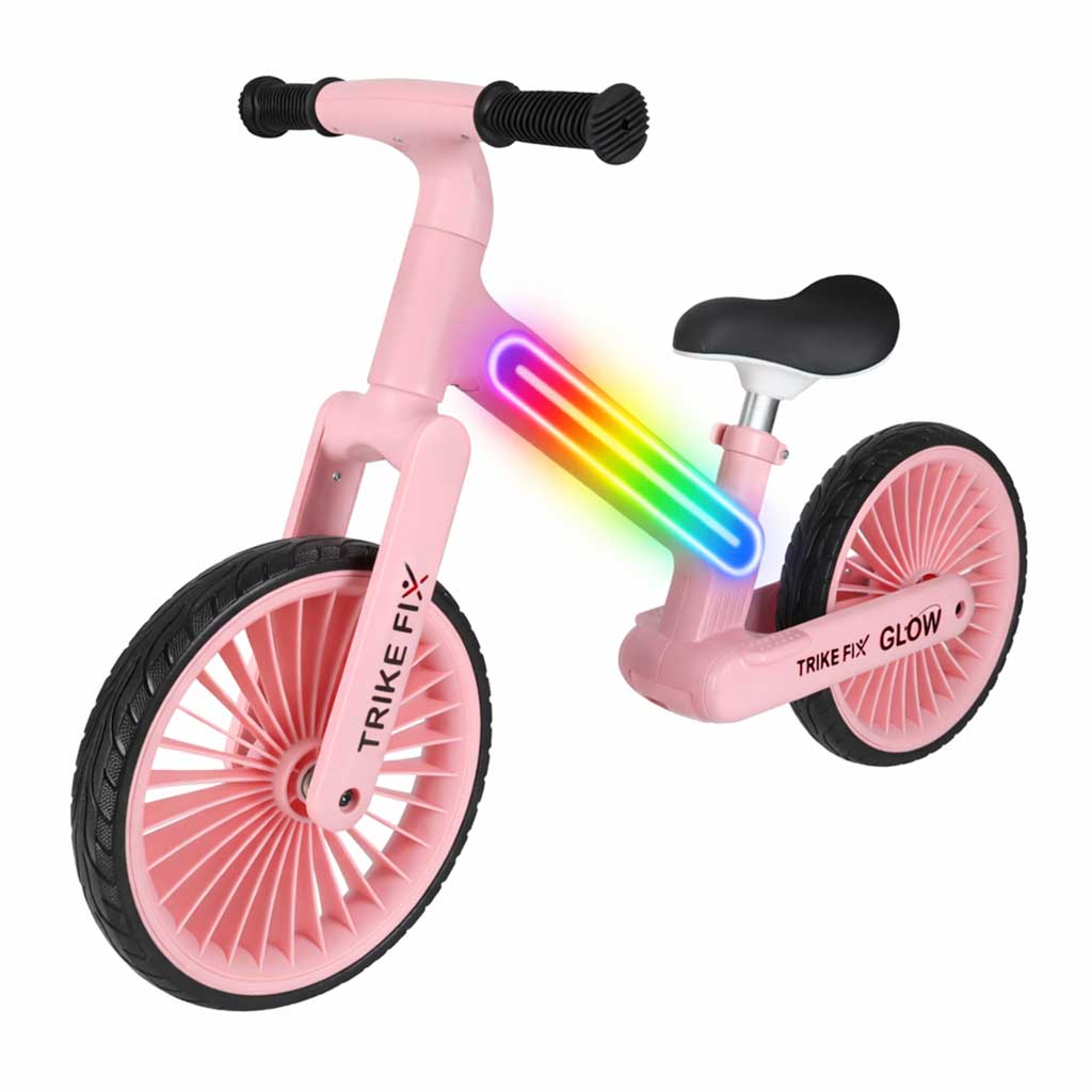 Bērnu līdzsvara velosipēds Trike Fix Glow rozā ar LED gaismas efektu rāmis