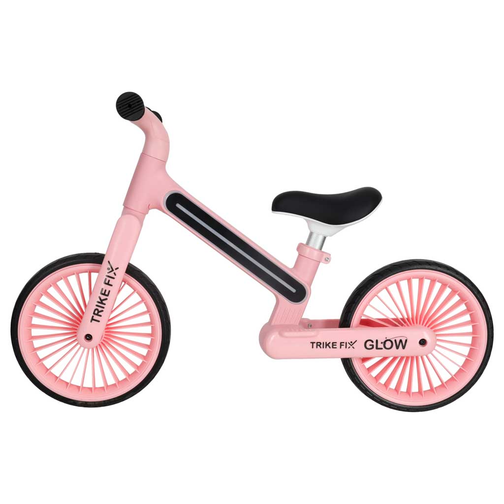 Bērnu līdzsvara velosipēds Trike Fix Glow rozā krāsā sānskatā