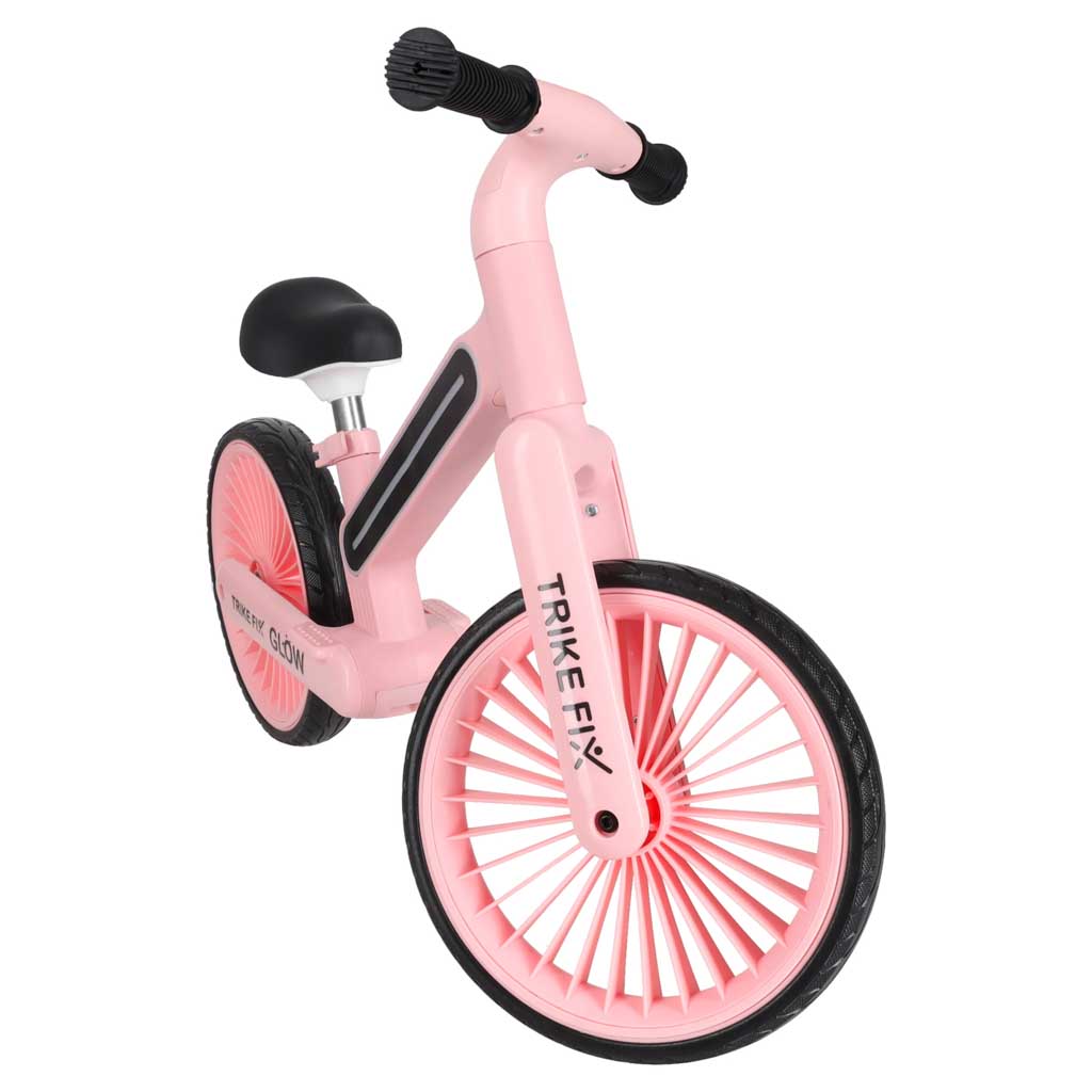 Bērnu līdzsvara velosipēds Trike Fix Glow rozā krāsā sānskatā