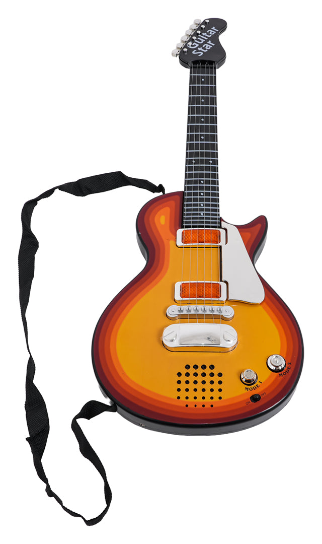 Bērnu elektriskā rotaļu ģitāra iepakojumā ar mūzikas dizainu