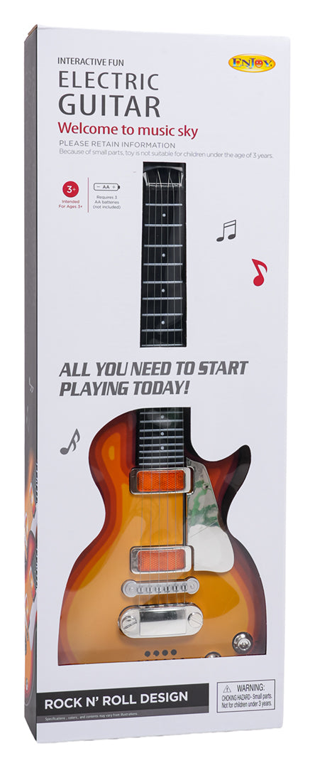 Bērnu elektriskā rotaļu ģitāra iepakojumā ar mūzikas dizainu