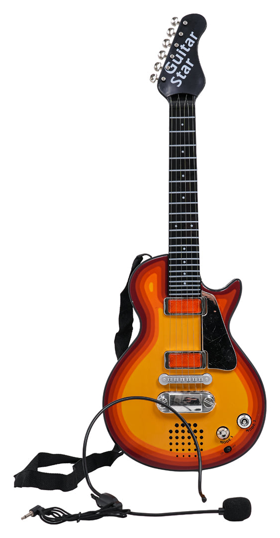 Bērnu rotaļu elektriskā ģitāra ar siksnu un mikrofonu
