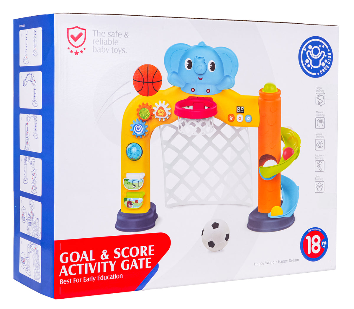 Bērnu sporta aktivitāšu centrs Goal & Score Activity Gate ar basketbola grozu un futbola vārtiem, 18m+