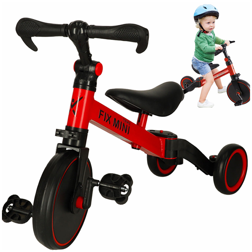 Trike Fix Mini sarkans bērnu trīsritenis ar noņemamiem pedāļiem. Rotaļlietu veikals Gulbene
