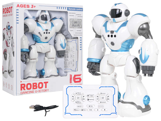 Zils Dejojošais robots U-ICTORY ar tālvadības pulti un USB kabeli