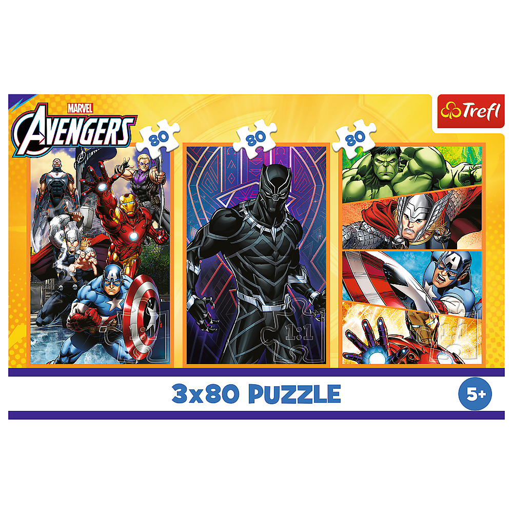 Disney Marvel Atriebēju 3x80 puzle Trefl oriģinālajā iepakojumā