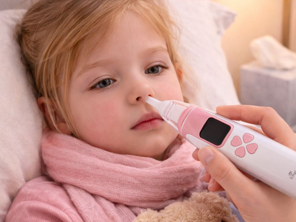 Elektriskais deguna aspirators bērniem lietošanas laikā vecākam bērnam