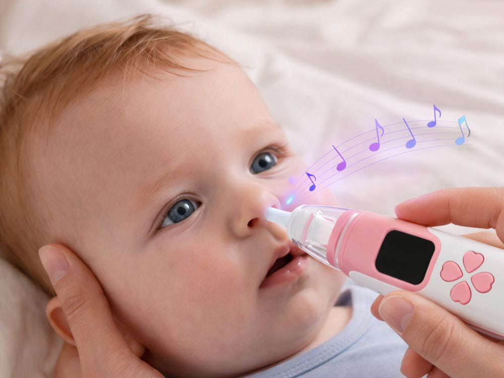 Elektriskais deguna aspirators bērniem ar melodiju funkciju lietošanas laikā