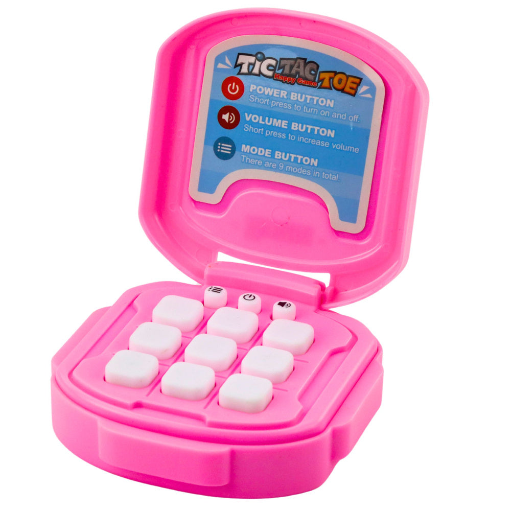 Rozā elektroniskā krustiņu un nullīšu spēle Tic Tac Toe ar 9 spēles režīmiem