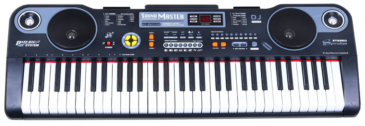 Elektroniskais sintezators Sound Master ar 61 taustiņu, stereo skaļruņiem un DJ funkcijām