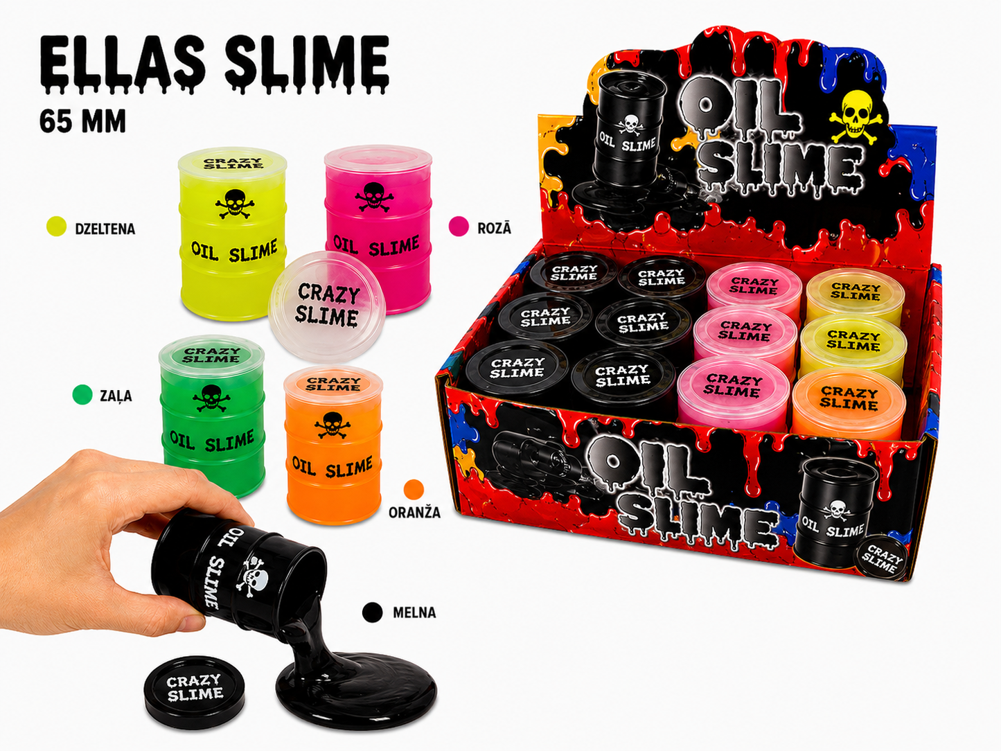 Eļļas slime muciņā bērniem mix krāsās 65 mm