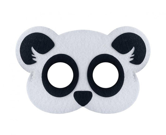Filca pandas maska bērniem — balta/melna maska ar elastīgu gumiju