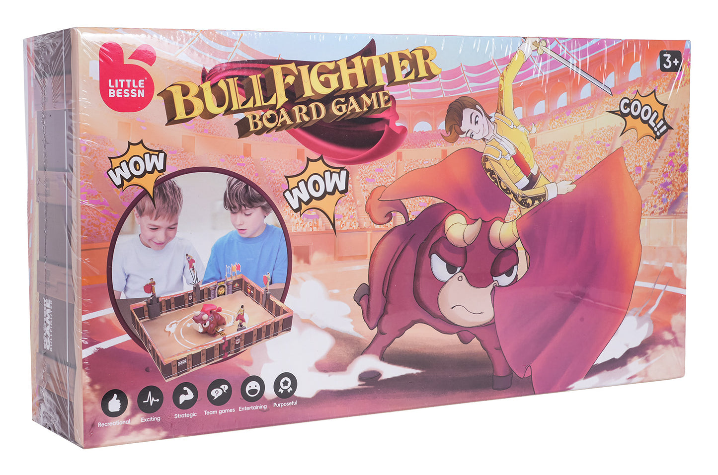 Galda spēle “Bullfighter Board Game” bērniem no 3 gadu vecuma, iepakojums ar vērša un matadora ilustrāciju