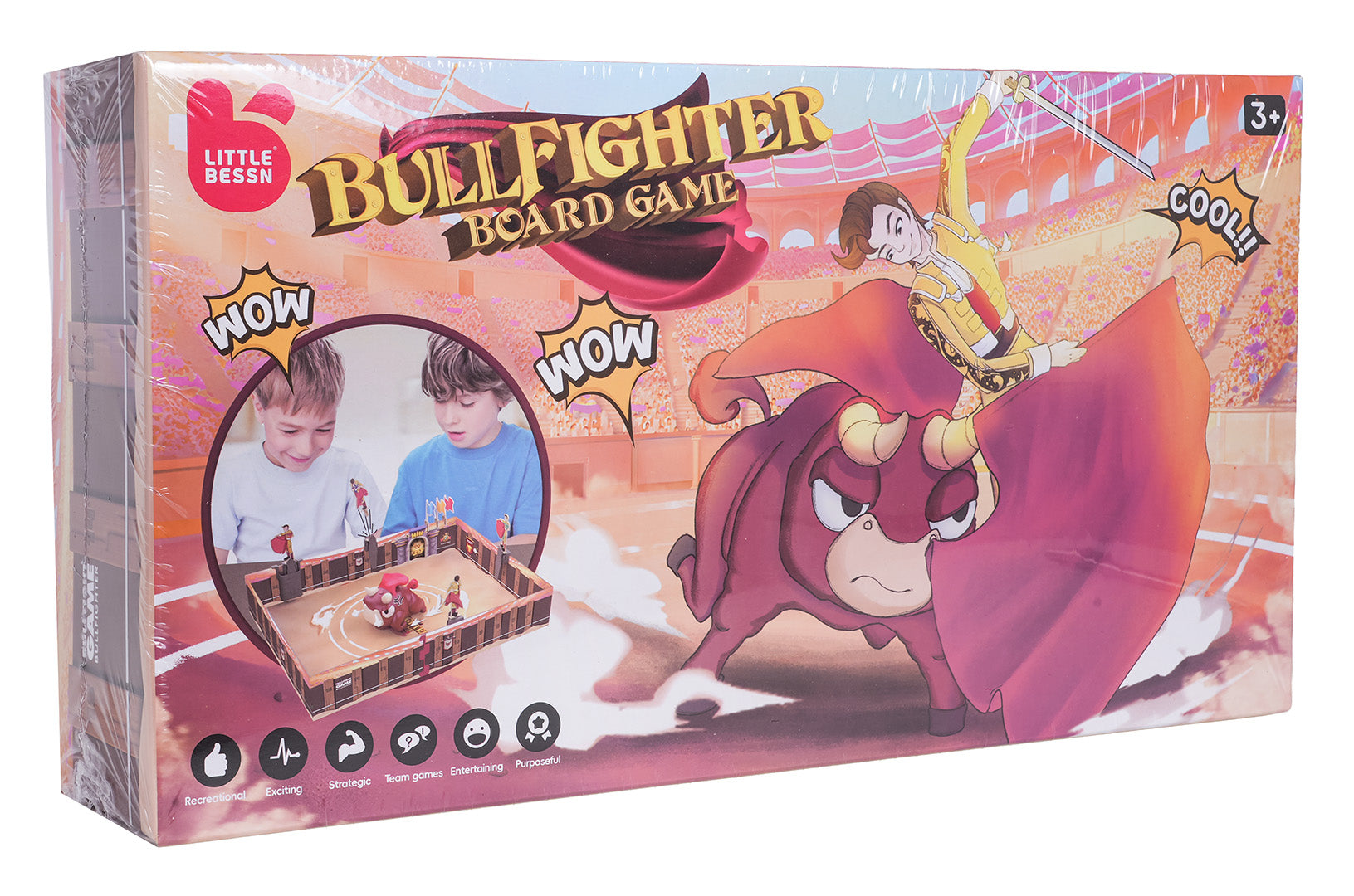 Galda spēle “Bullfighter Board Game” bērniem no 3 gadu vecuma, iepakojums ar vērša un matadora ilustrāciju