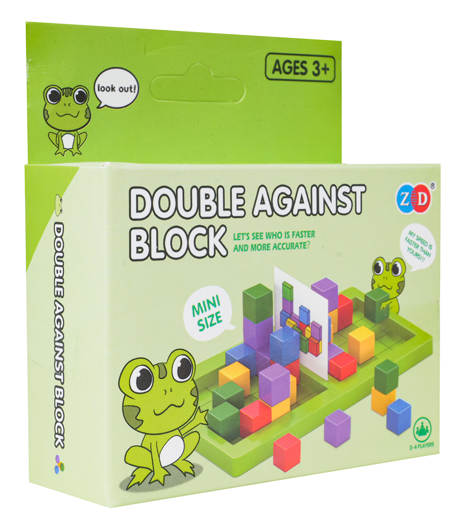 Galda spēle Double Against Block ar krāsainiem klucīšiem un vardes dizainu, 3+