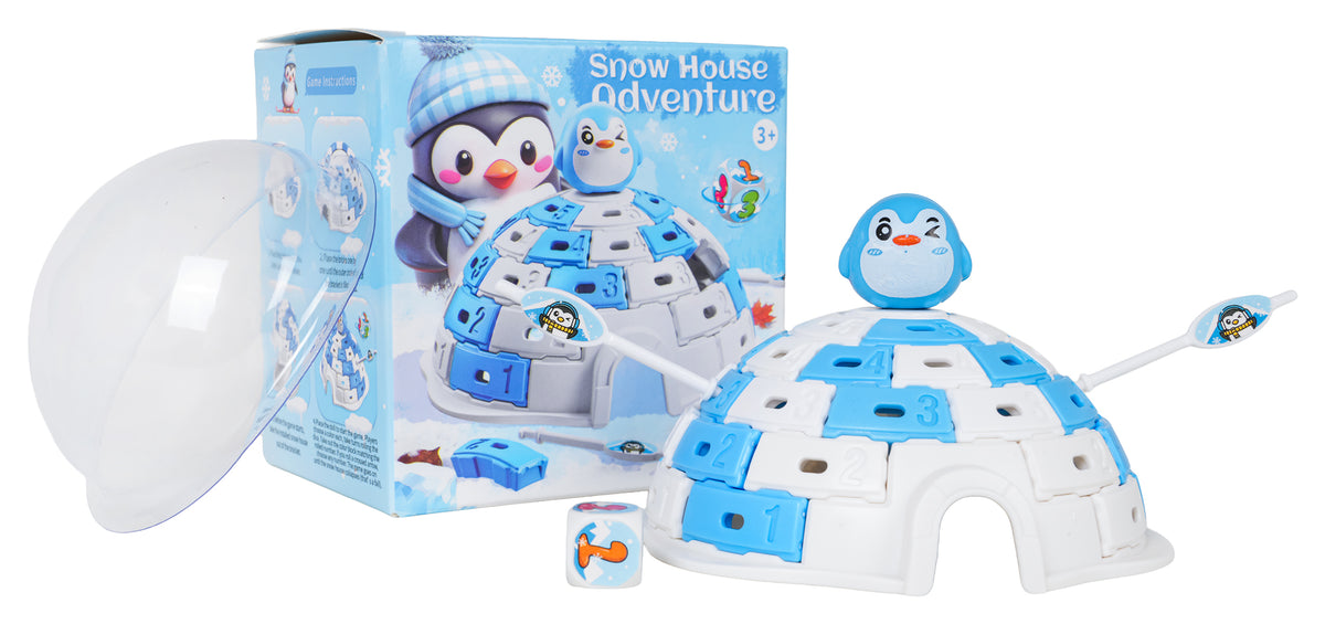 Galda spēle Snow House Adventure ar pingvīnu, ledus mājiņu un piederumiem