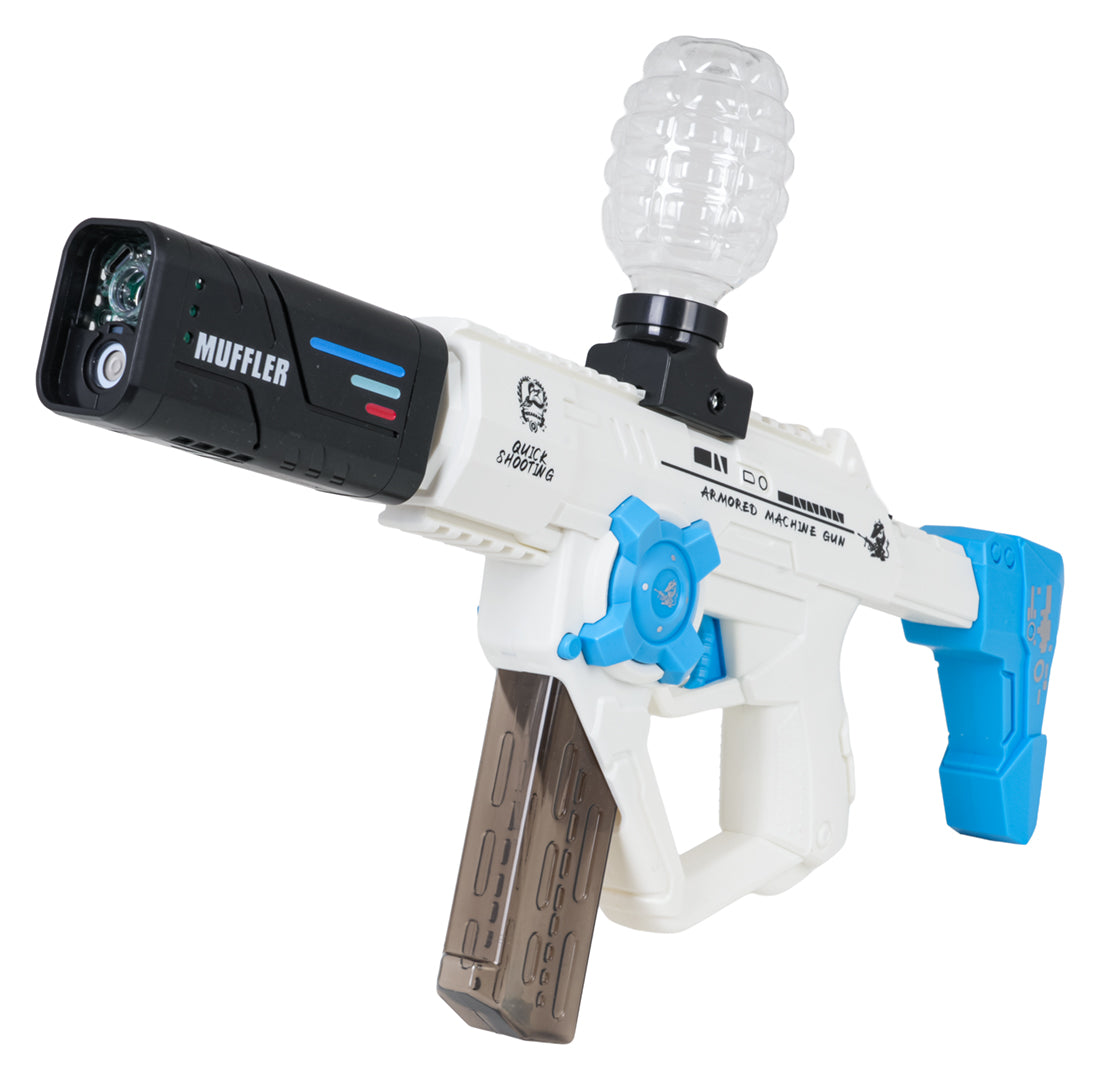 Gel Ball Blaster 3-in-1, balts un zils, ar želejas bumbiņu tvertni