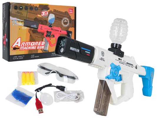 Gel Ball Blaster 3-in-1 komplekts ar želejas bumbiņām, putu lodītēm, aizsargbrillēm, USB uzlādi un iepakojumu