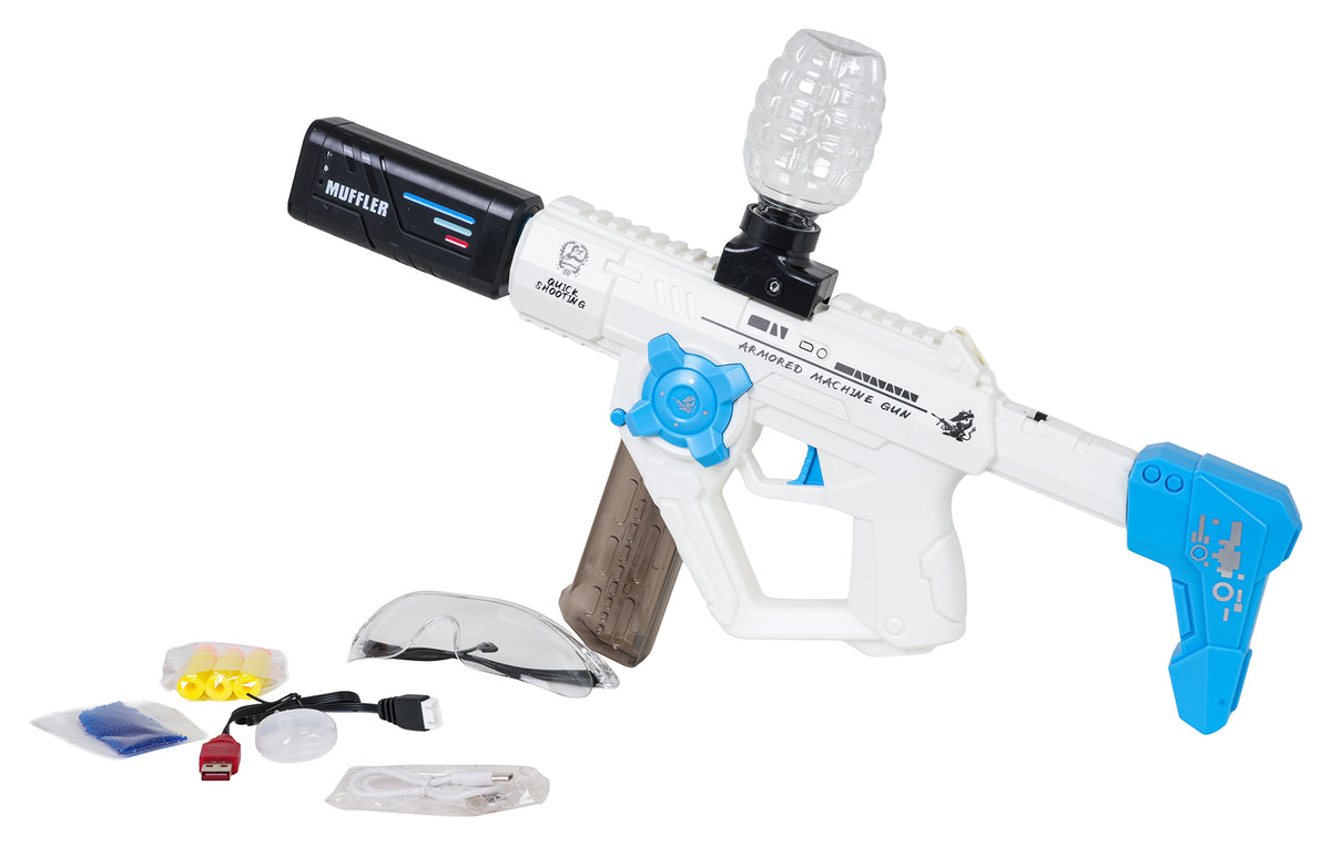 Gel Ball Blaster 3-in-1 ar želejas bumbiņām, putu lodītēm, aizsargbrillēm un uzlādes piederumiem