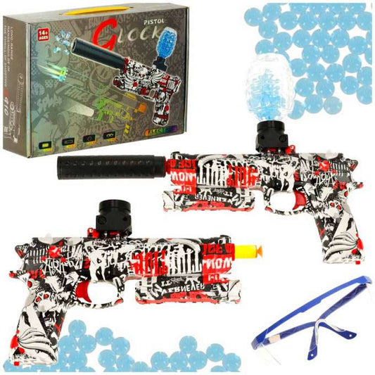 Gēla lodīšu ierocis ( GEL BLASTER), lādējama baterija, USB + brilles, 550 gab., 7-8 mm orbīzi