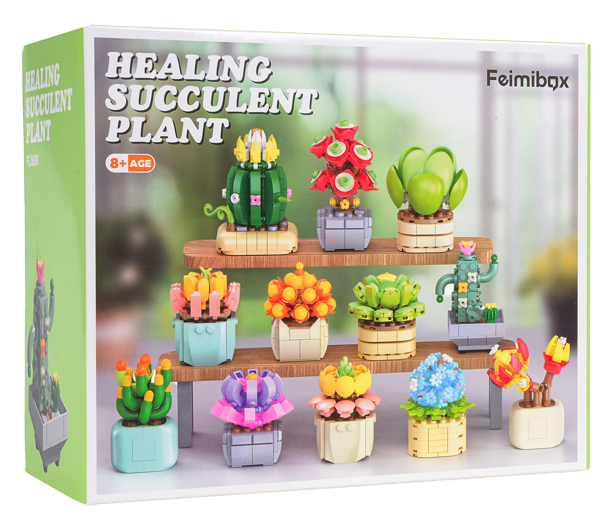 Healing Succulent Plant konstruktora komplekta iepakojums ar mini puķu podiem