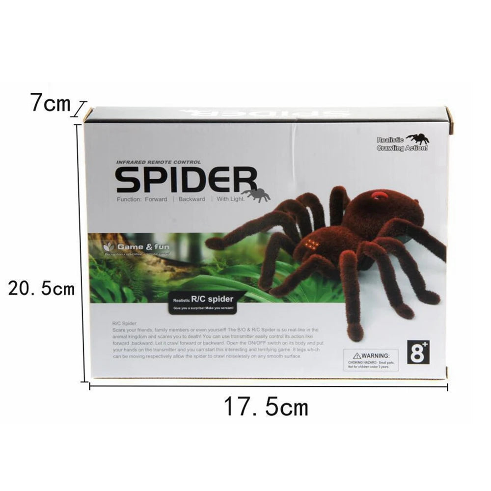 spalvains rc tarantuls  vadāma ar pulti iepakojums ar izmēriem 7cmx20.5cmx17.5cm uz balta fona