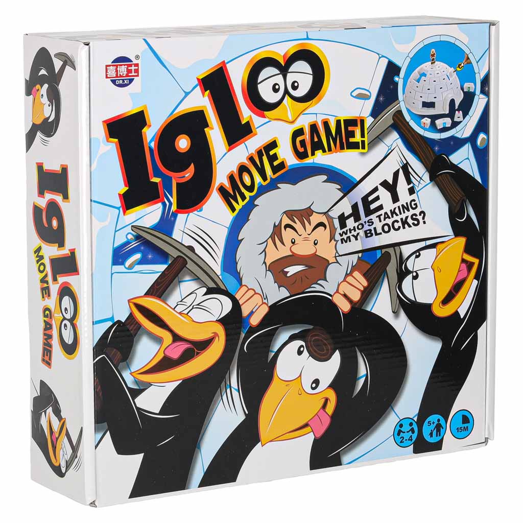 Igloo Move Game bērnu galda spēles iepakojums ar pingvīniem