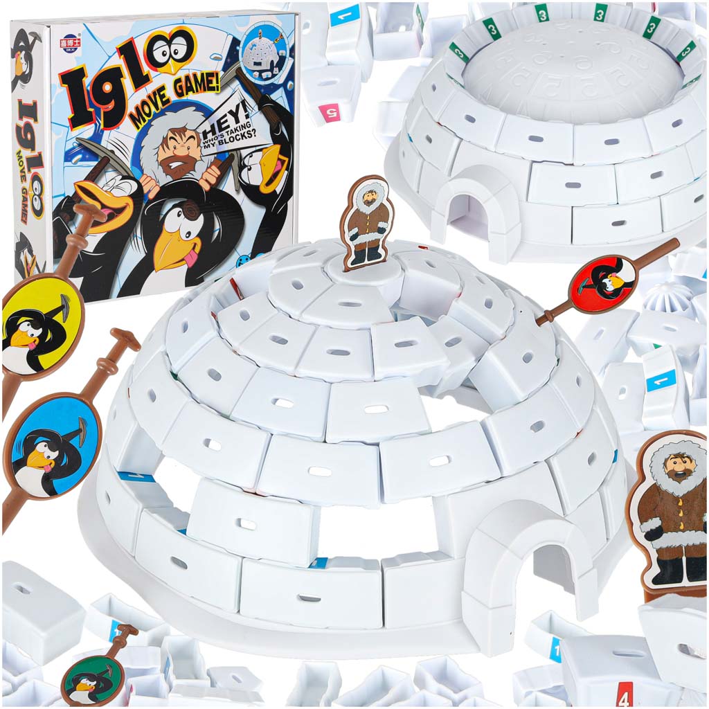 Igloo veiklības galda spēle ar pingvīniem un ledus bloku iglu (2–4 spēlētāji, 5+)