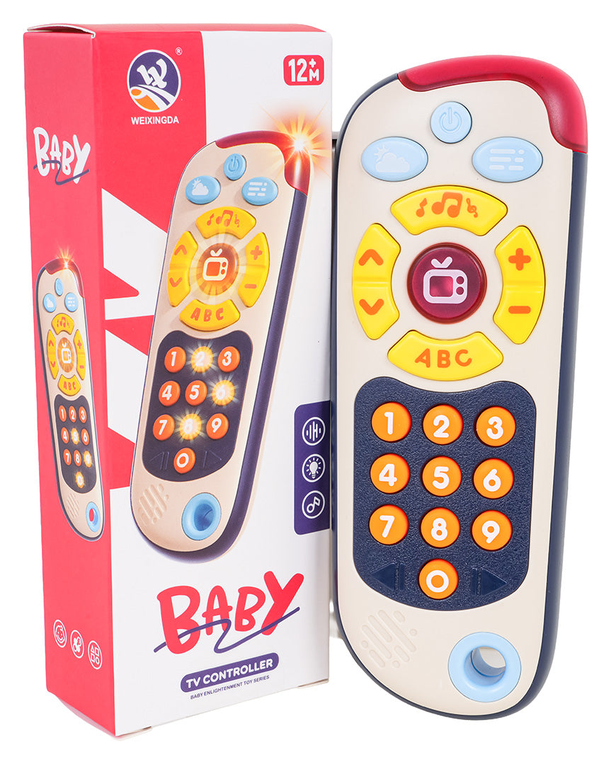 Interaktīva bērnu rotaļlieta – TV pults ar gaismām un skaņām, kastītē norāde no 12 mēnešu vecuma