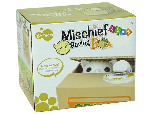 Interaktīva kaķa krājkase Mischief Saving Box iepakojumā