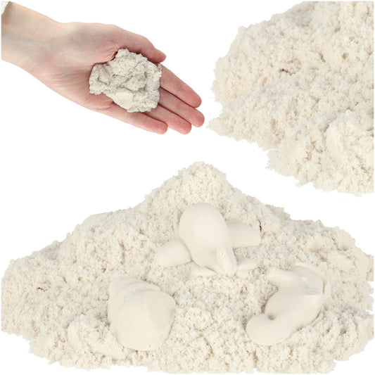 Baltas kinētiskās smiltis bērniem 1 kg – veidošanai un radošai spēlei