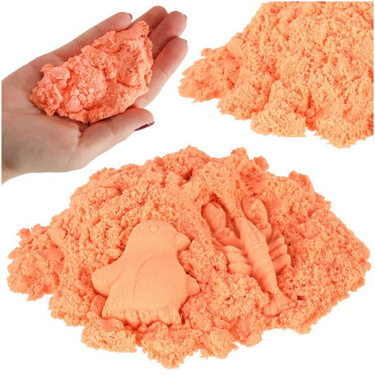 Oranžas kinētiskās smiltis bērniem 1 kg – veidošanai un radošai spēlei