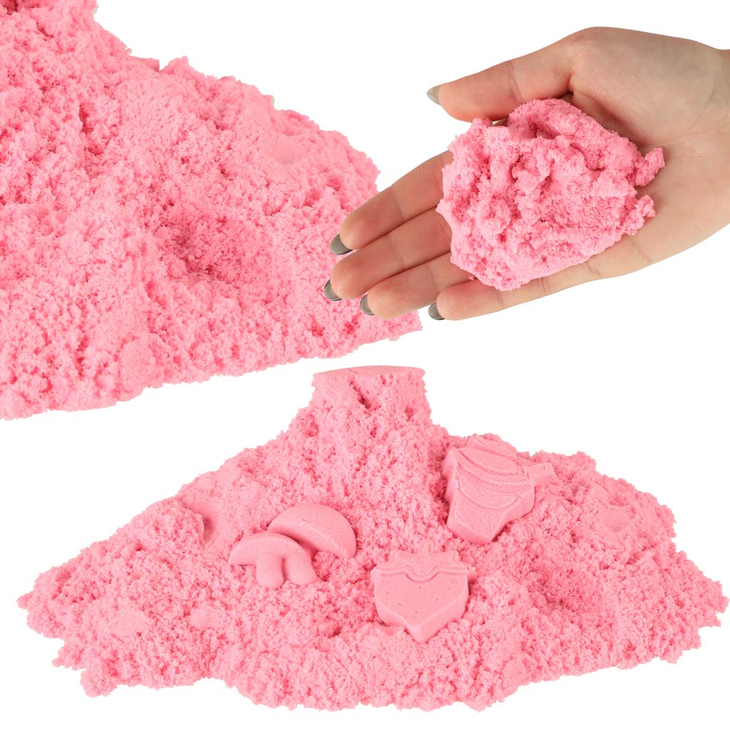 Rozā kinētiskās smiltis bērniem 1 kg – viegli veidojamas burvju smiltis