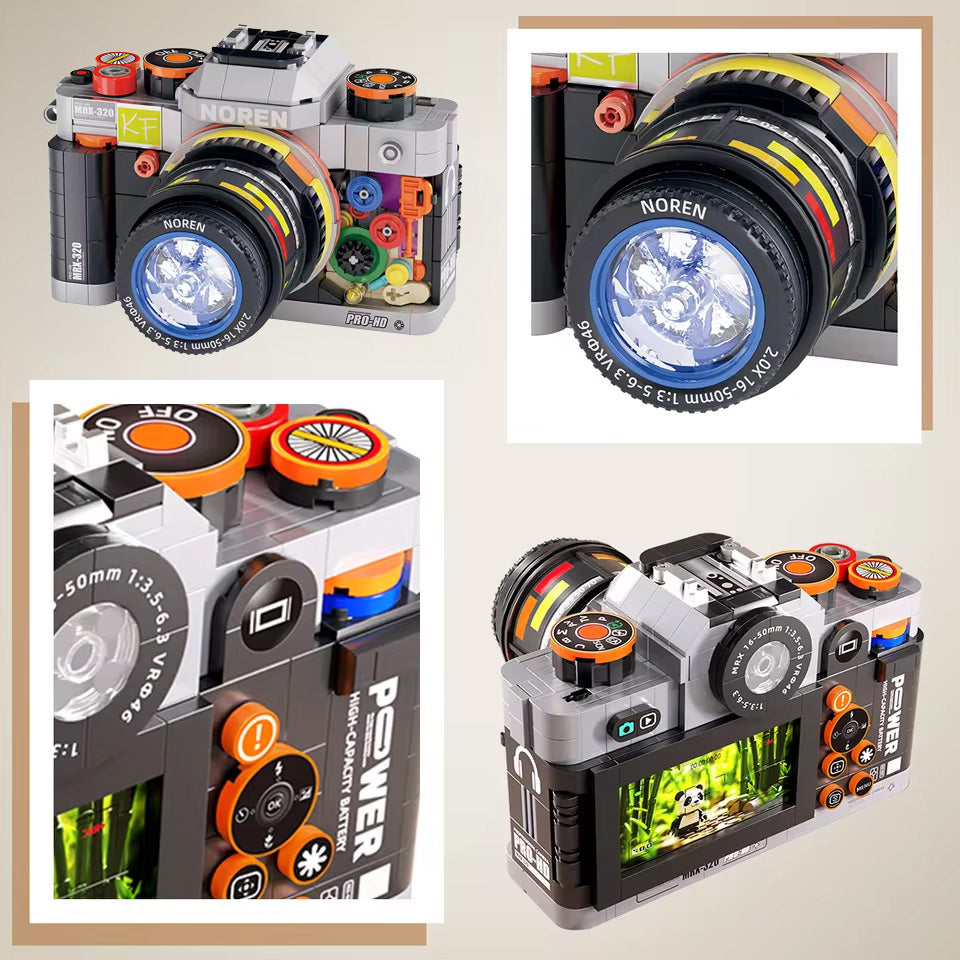 Konstruktors fotoaparāts MRX-320 ar gaismas objektīvu, ekrānu un vadības pogām