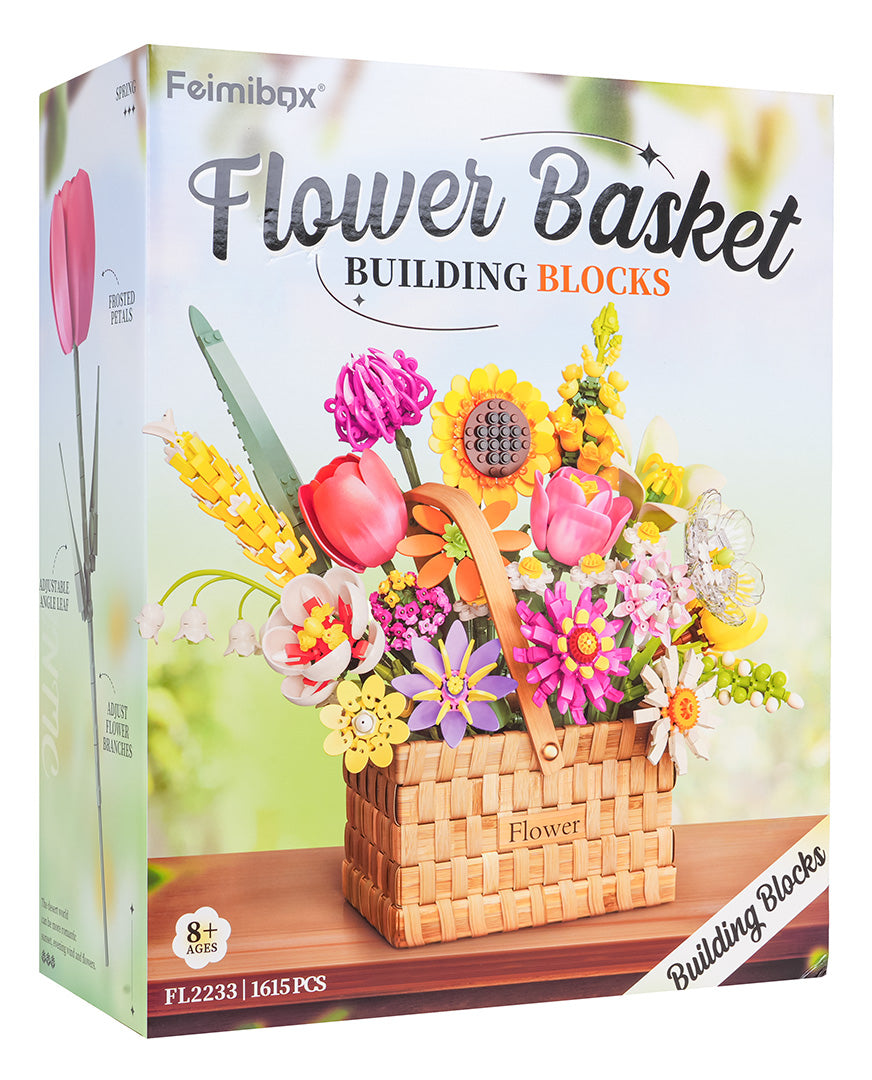 Konstruktoru ziedu groza komplekts “Flower Basket Building Blocks” iepakojumā
