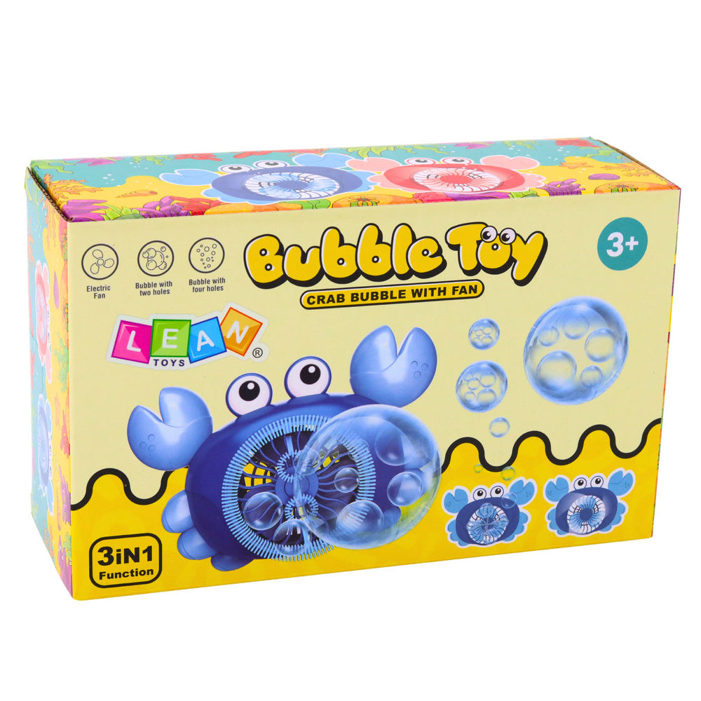 Krabja formas ziepju burbuļu pūšamais bērniem uz krāsaina iepakojuma