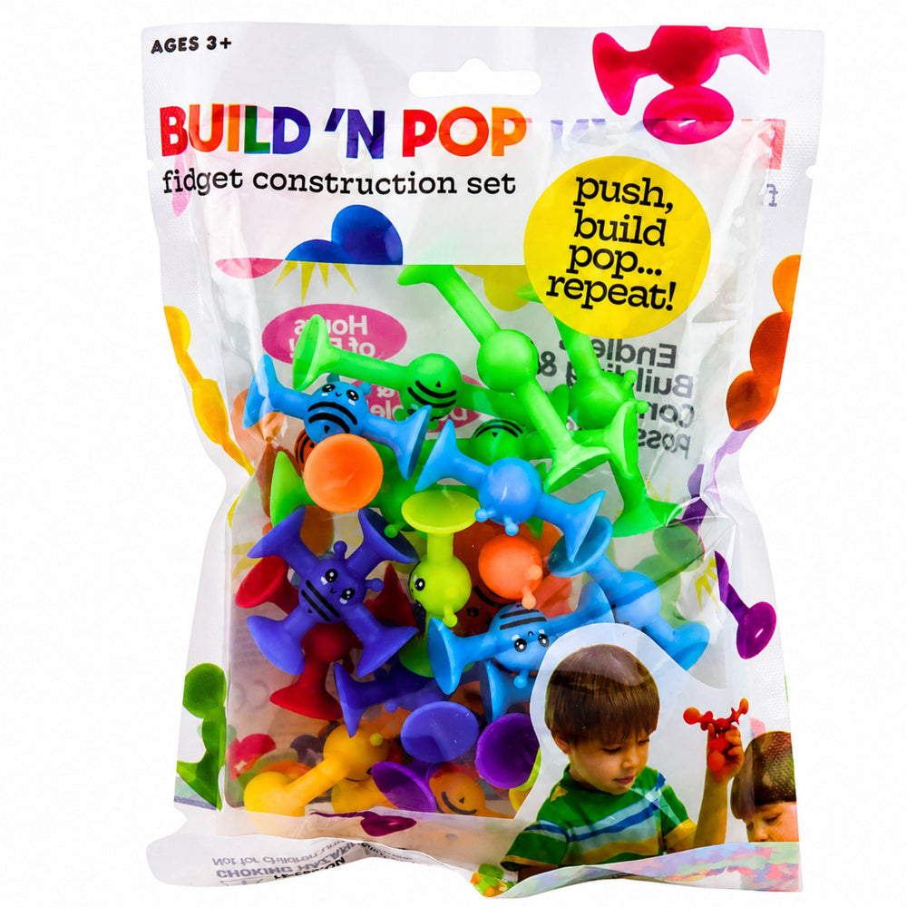 Krāsainu sensoro konstruktora klucīšu komplekts ar piesūcekņiem iepakojumā