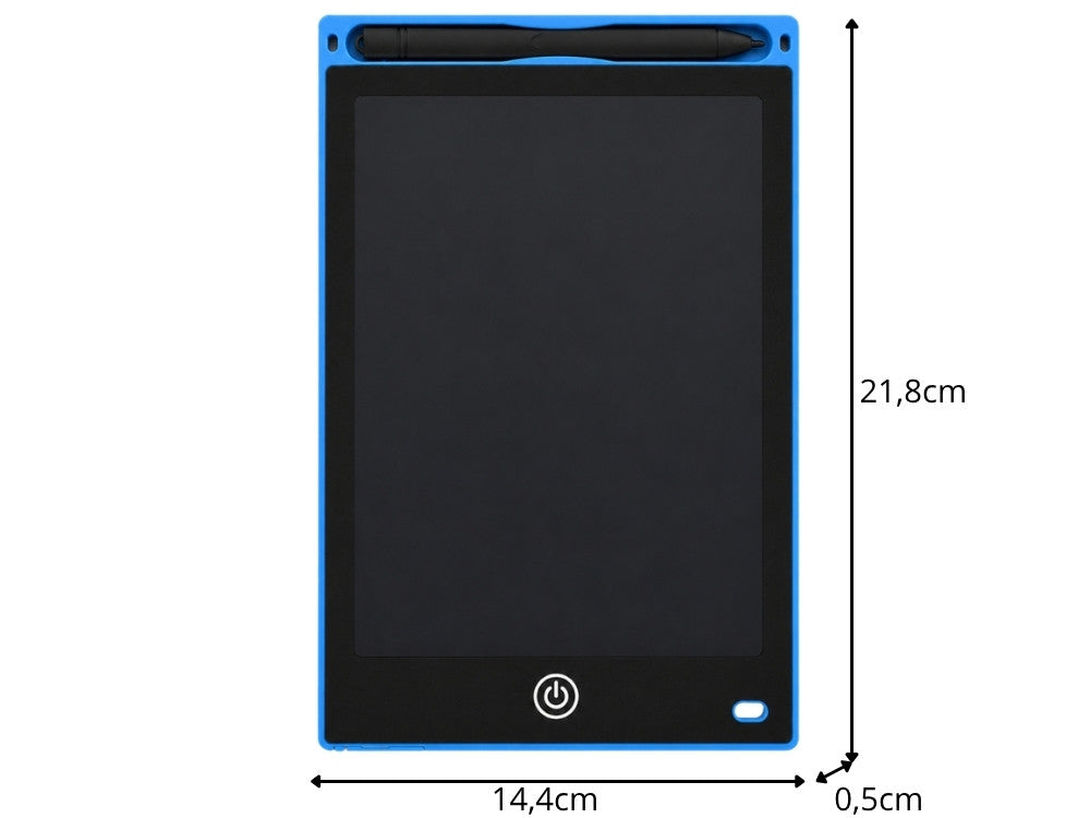 LCD zīmēšanas planšete 8,5 collas ar irbuli, zila, izmēri 14,4 × 21,8 × 0,5 cm