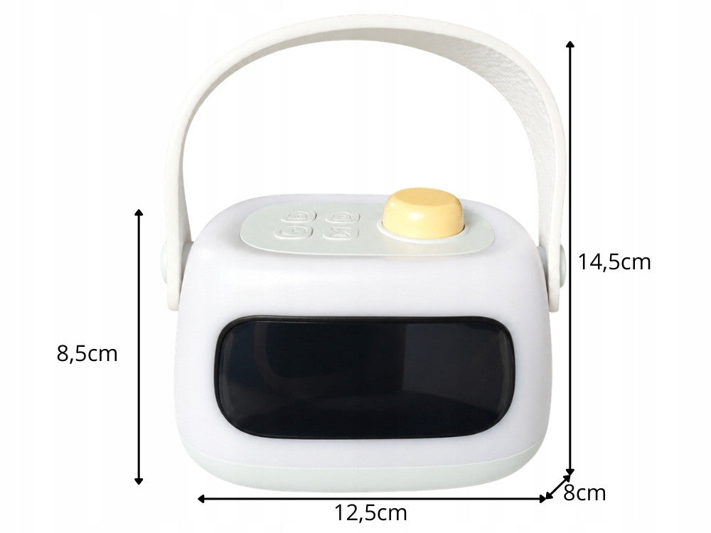 LED naktslampiņa ar digitālo pulksteni un rokturi, izmēri 12,5 × 8 × 14,5 cm